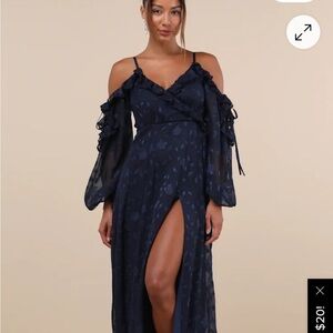 Lulus Navy Blue Off-Shoulder Dress